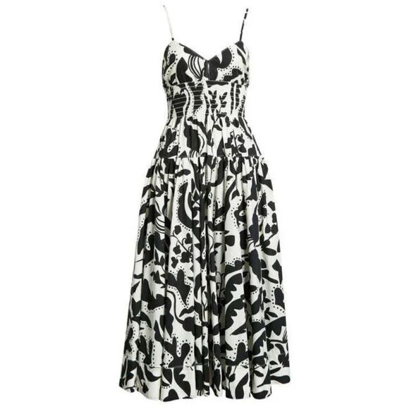 La Ligne Women's Black White Sleeveless Cotton Bee Midi Dress Size XL NWOT - Picture 4 of 10